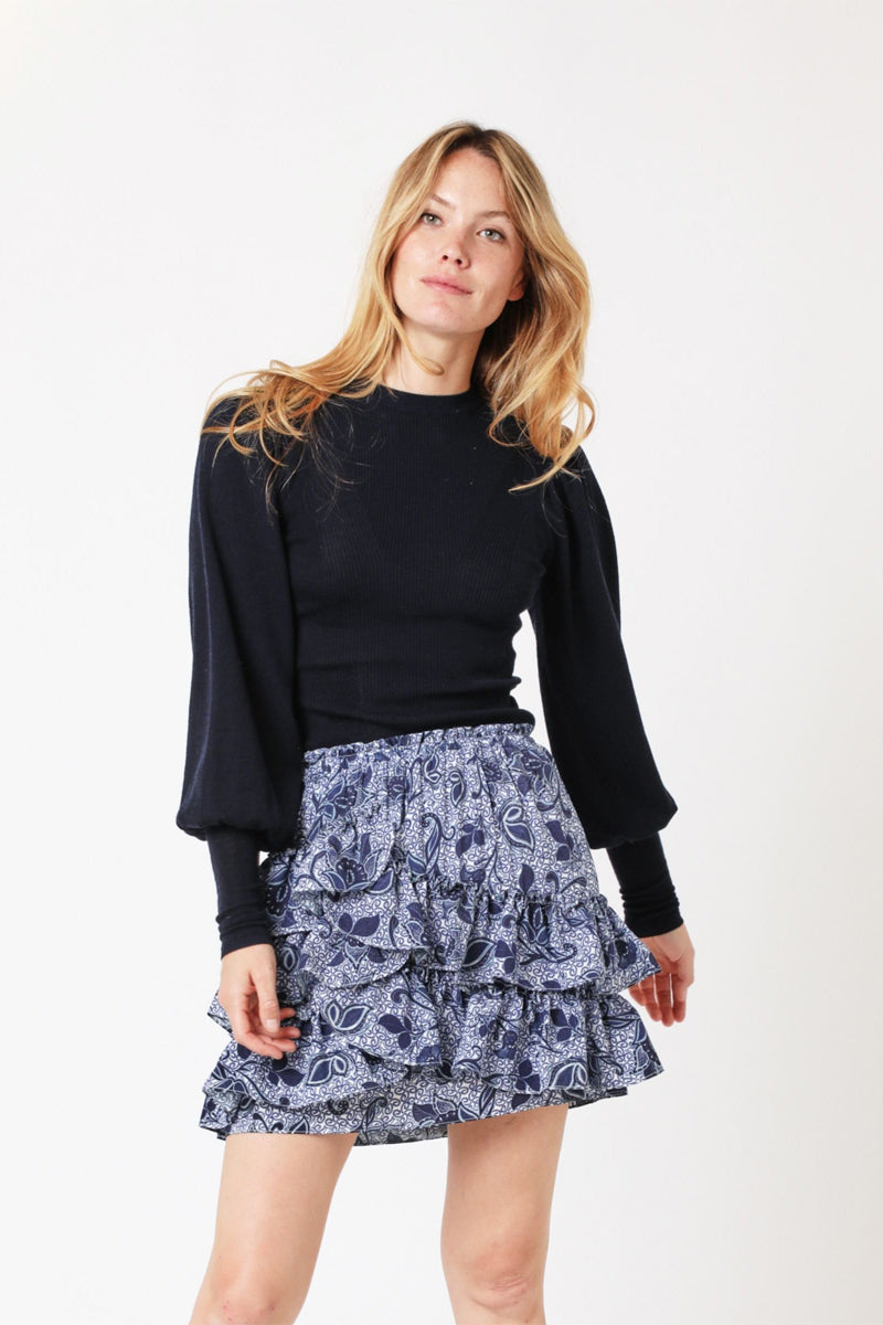 Berenice - Short Printed Ruffle Skirt - Santorini