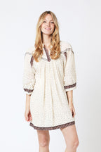 Vestido corto estampado oversize - Beige