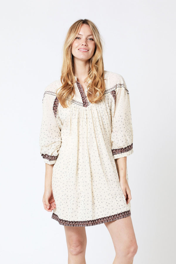 Vestido corto estampado oversize - Beige