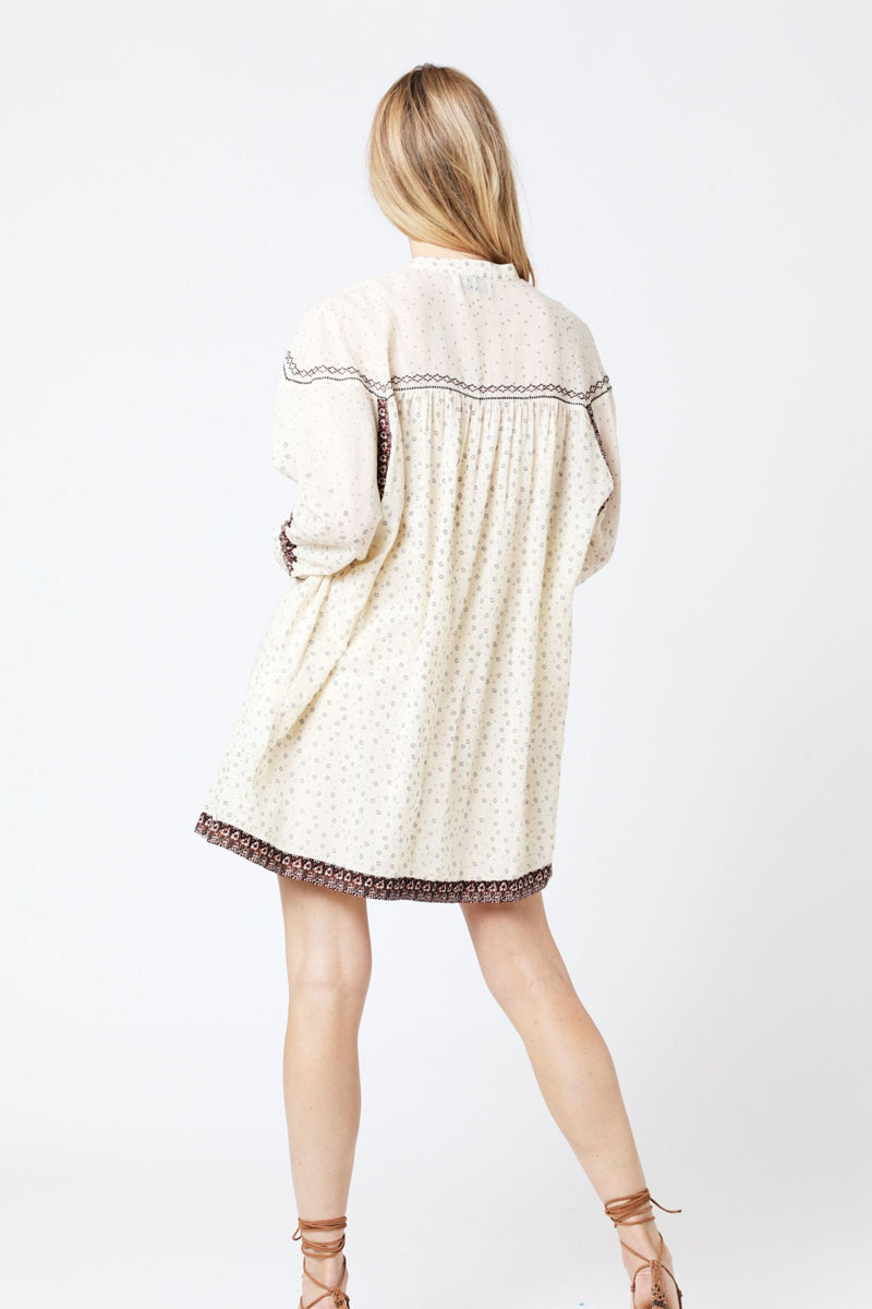 Vestido corto estampado oversize - Beige
