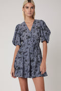 Short Wrap Print Dress - Santorini