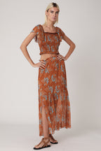 Top Corto Estampado Smock - Marrakech