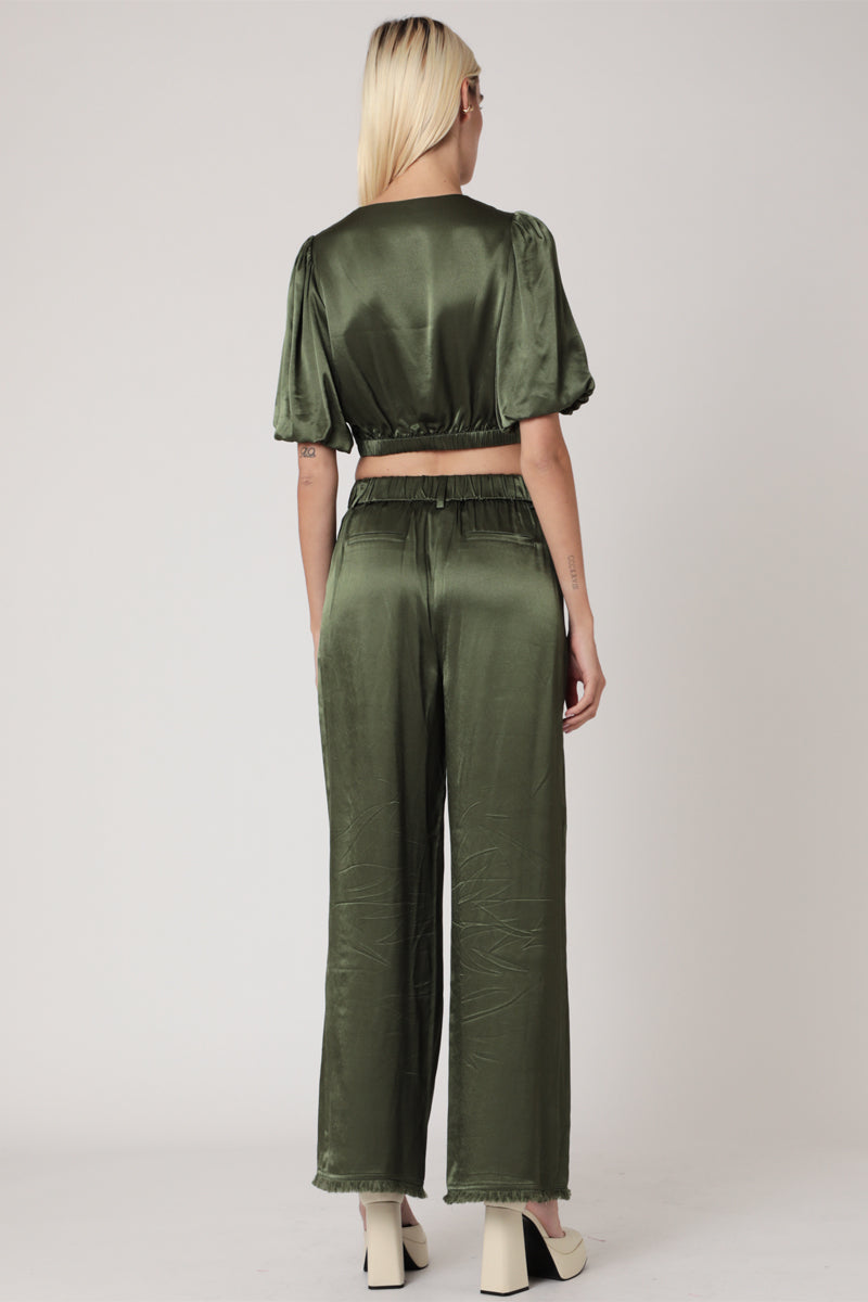 Crop Top Uni Noue Devant - Khaki