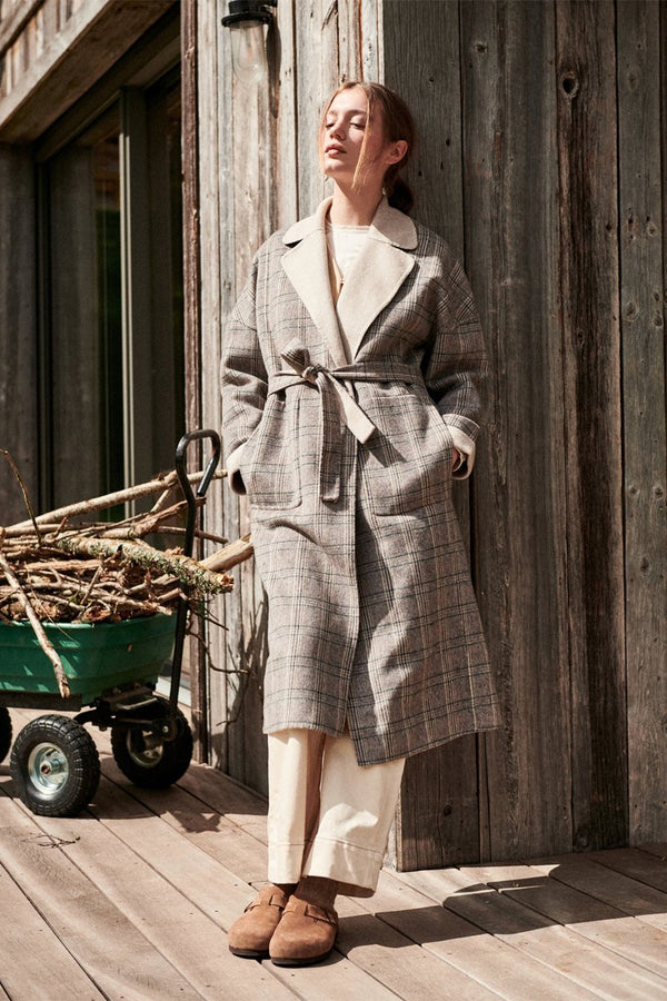 Karl Marc John - Abrigo Reversible De Lana Longnal - Gris Claro Jaspeado