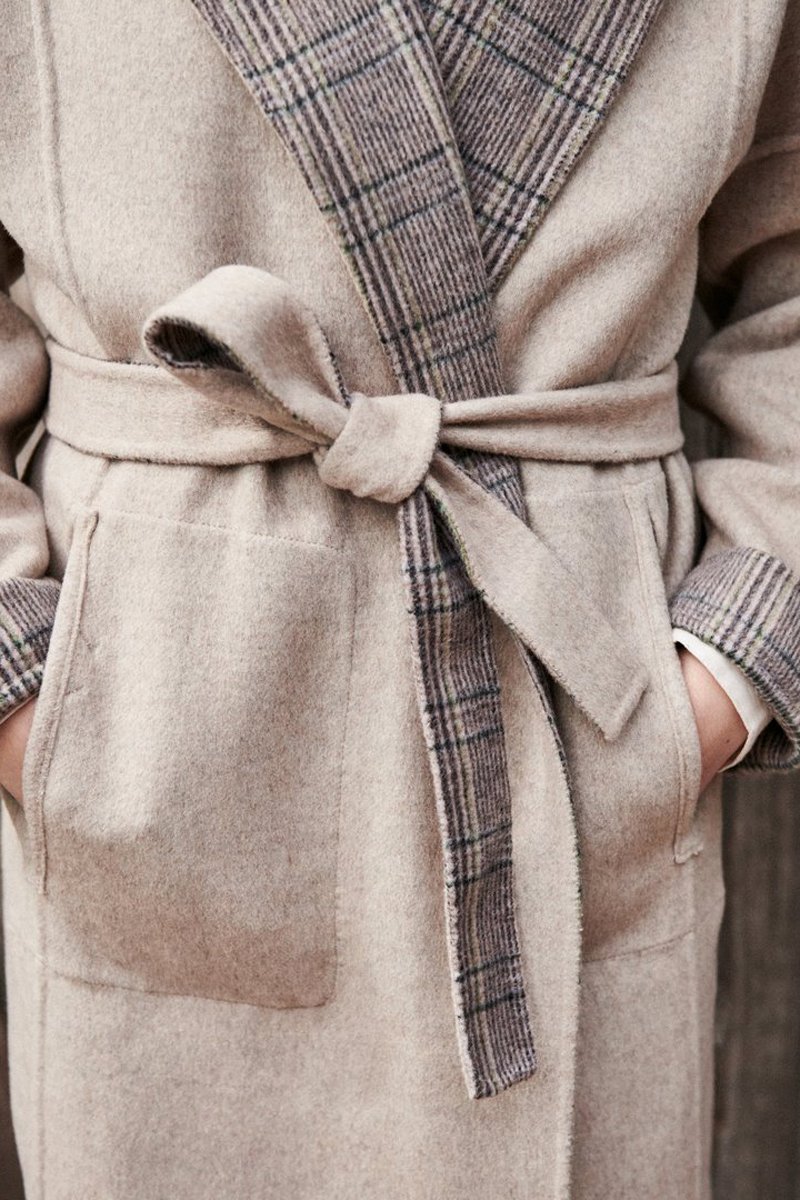 Karl Marc John - Abrigo Reversible De Lana Longnal - Gris Claro Jaspeado