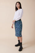 Falda midi de talle alto Junatica - Azul marino