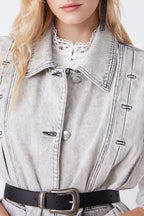 Domino Denim Sleeveless Jacket - Gray