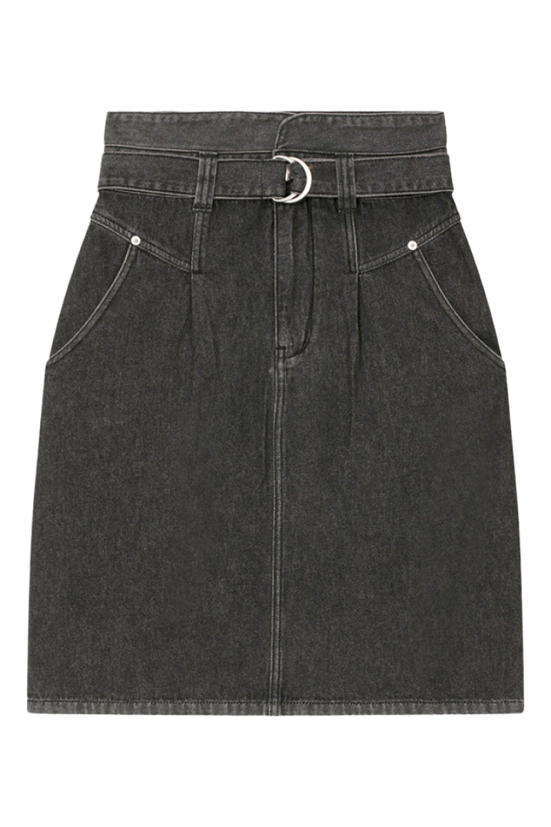 Felipa Straight Denim Skirt - Grey