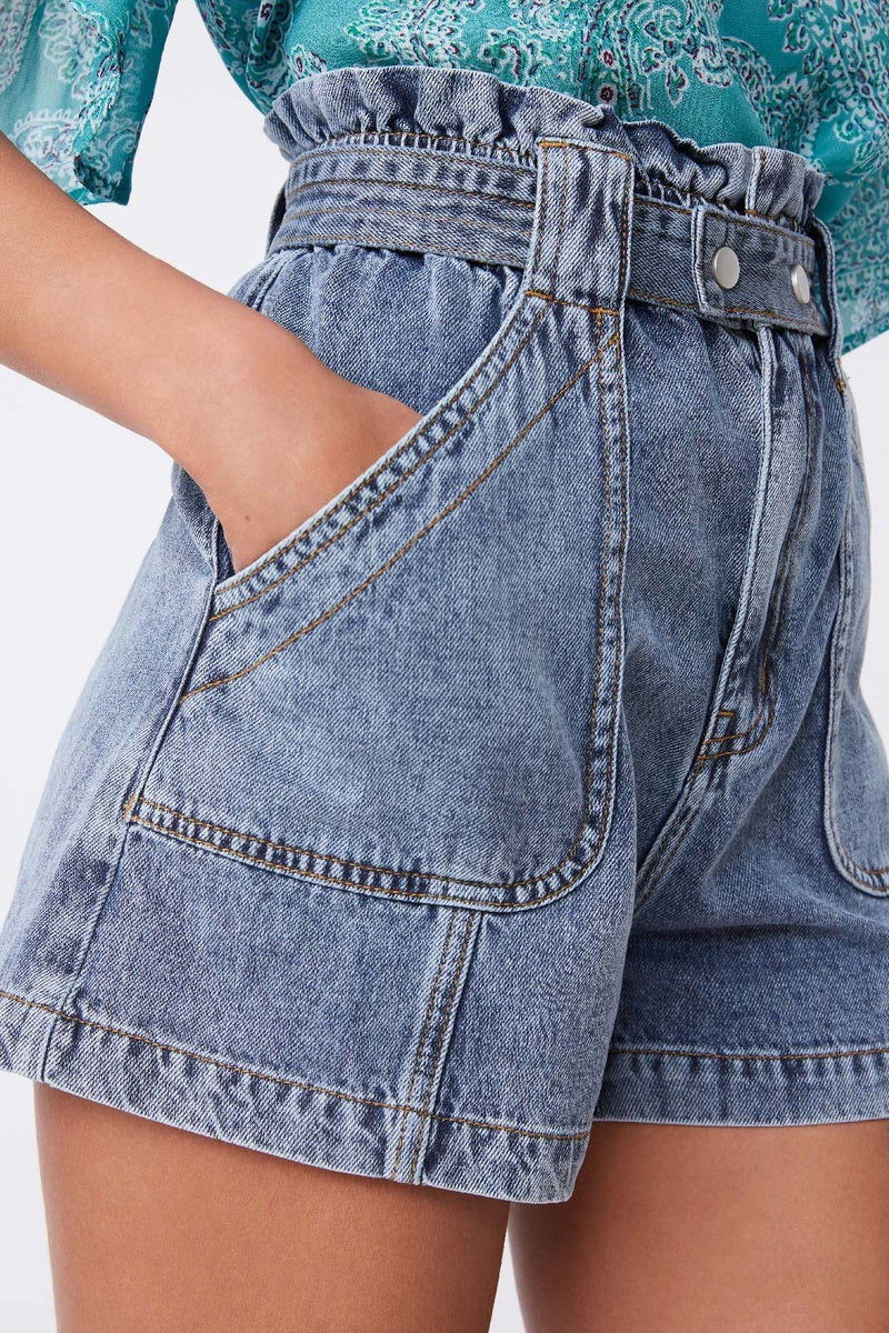 Short En Jean Taille Haute Kenni - Bleu