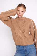 Berenice - Pull Col Montant Ml - Camel
