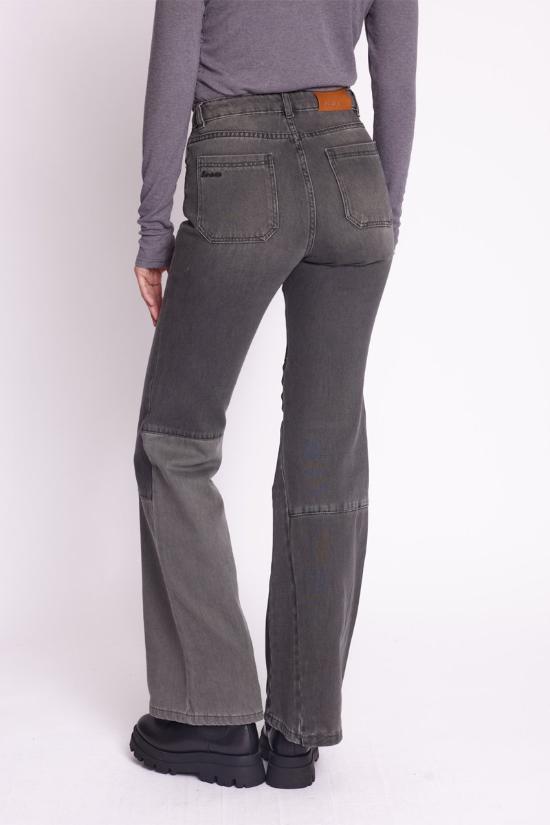 Patchwork Flare Jeans - Gray