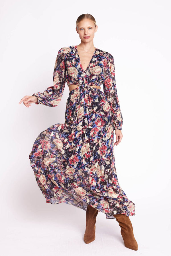 Berenice - Robe Longue Plume Lurex - Print Louna