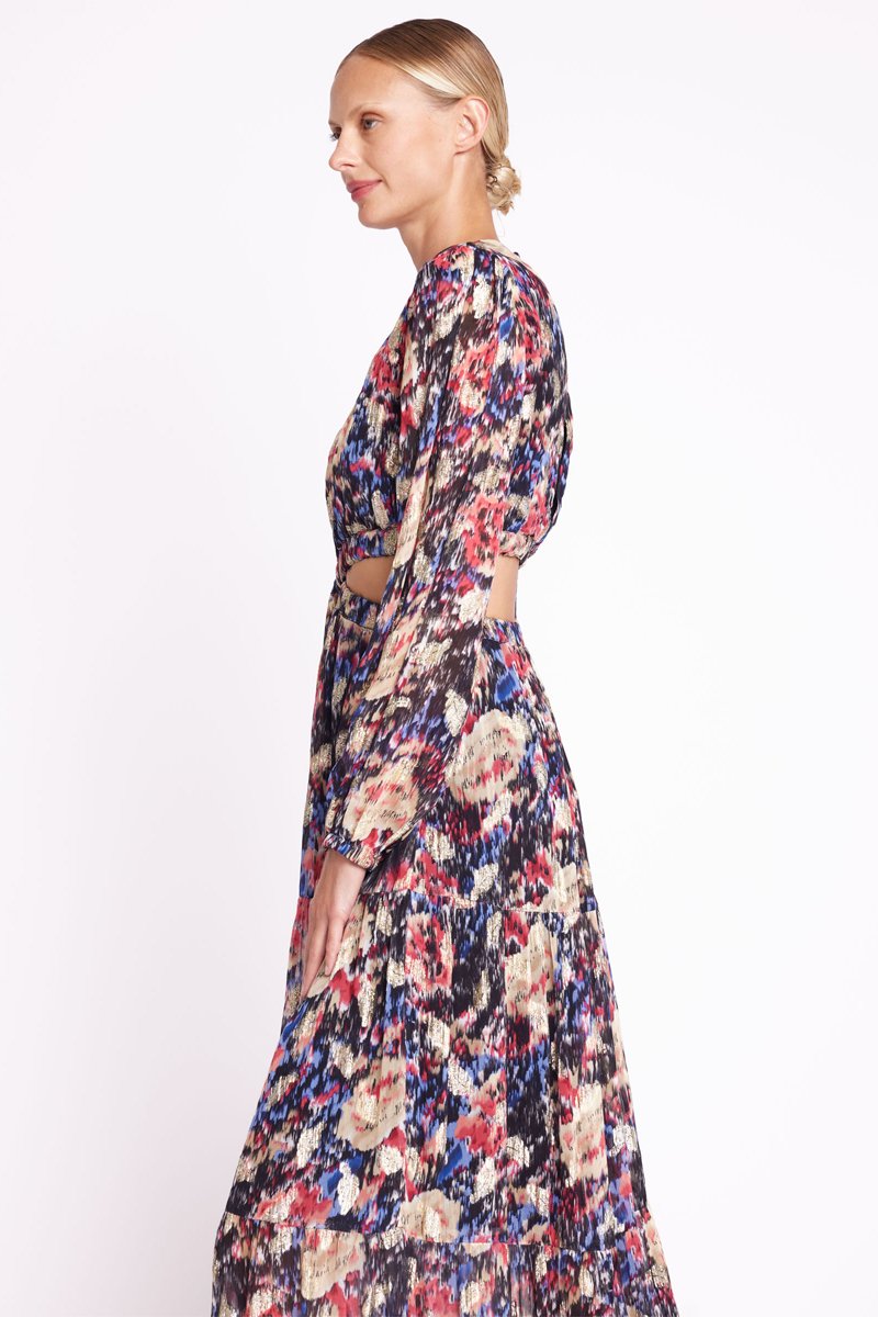 Berenice - Long Dress Lurex Feather - Print Louna