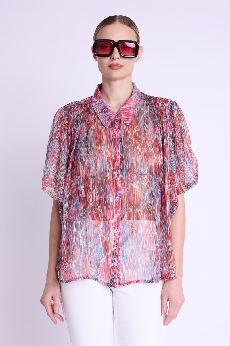 Oversized Short Sleeve Shirt - Multicolurexprint