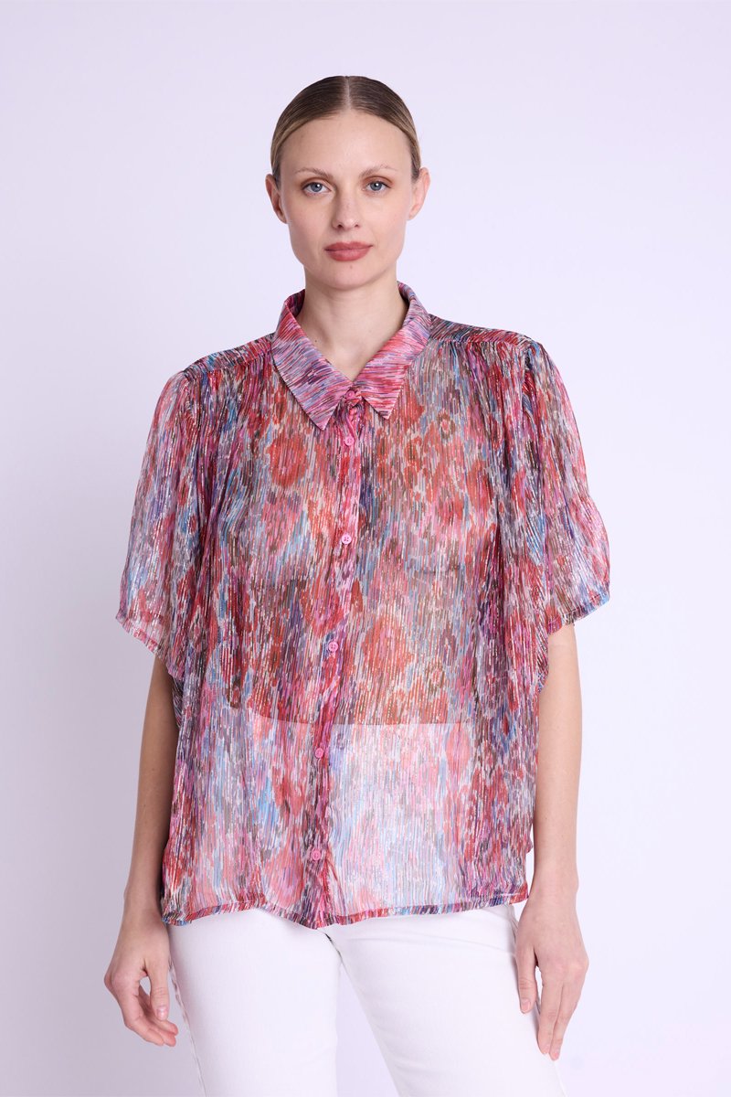 Oversized Short Sleeve Shirt - Multicolurexprint