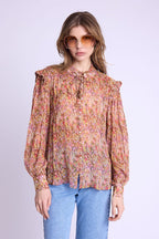 Ruffle Shoulder Shirt - Bloomflowerprint