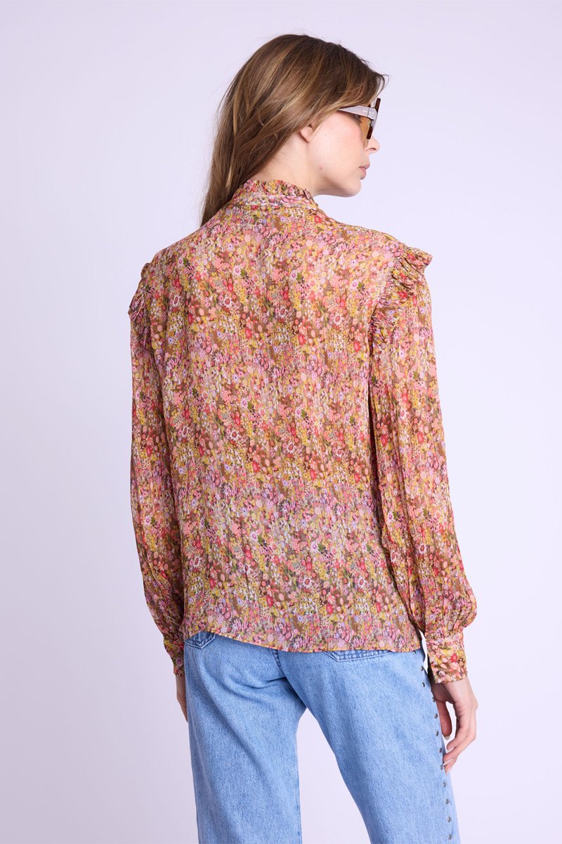 Ruffle Shoulder Shirt - Bloomflowerprint