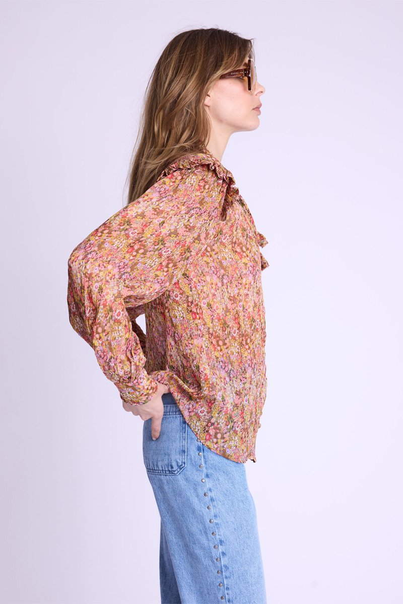 Ruffle Shoulder Shirt - Bloomflowerprint