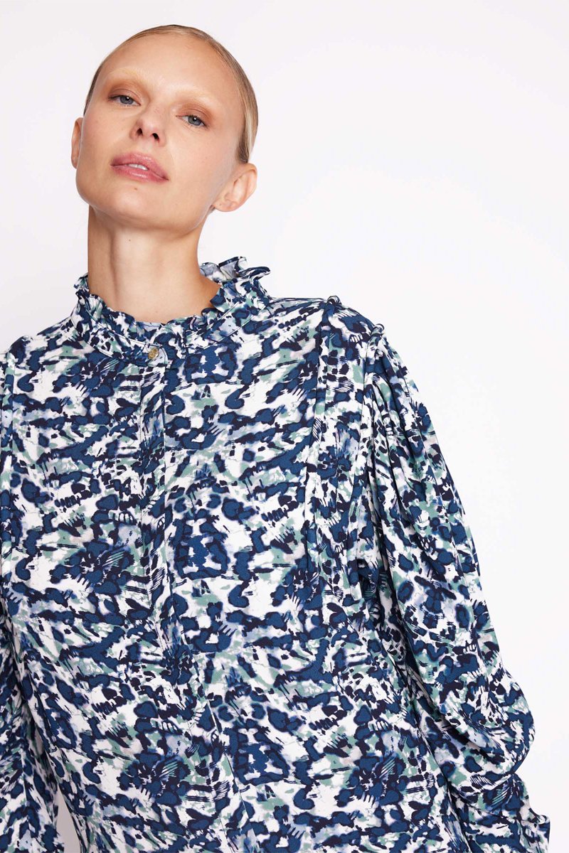 Berenice - Blouse Imprimé Manches Ballons - Dye