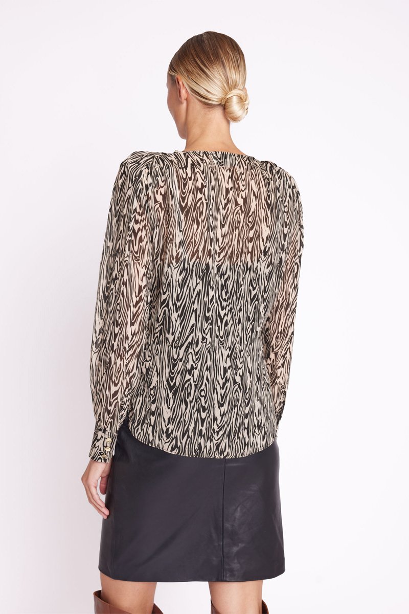 Cross Front Top - Fauve Print