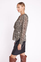 Cross Front Top - Fauve Print