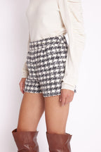 Berenice - Short Court En Tweed - Tweed Gris