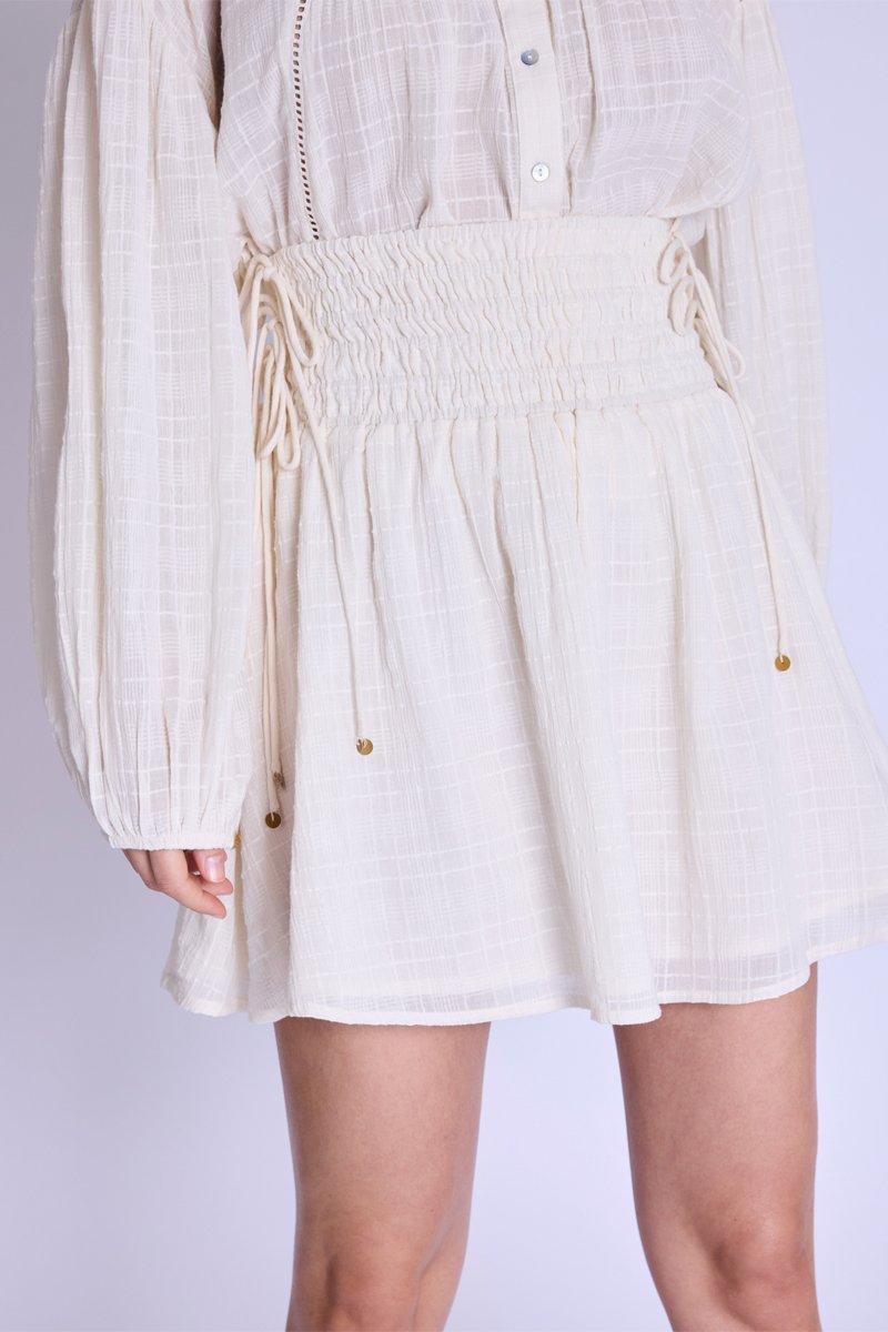 Berenice - Short Smocked Skirt - Offwhite