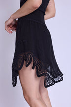 Skirt With Macrame Heart Bottom - Black