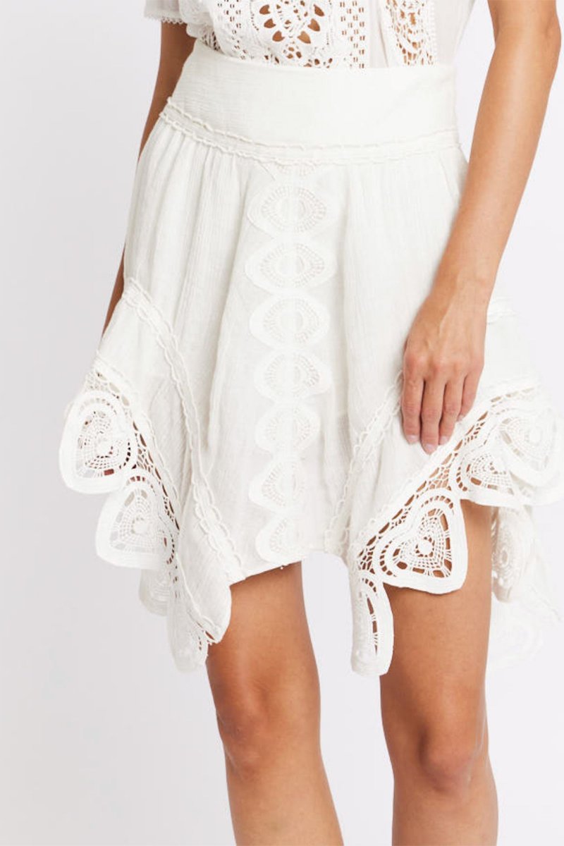Skirt With Heart Macrame Bottom - Offwhite