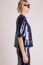Berenice - Top Manche Courte Sequins - Purple