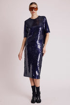 Berenice - Top Manche Courte Sequins - Purple