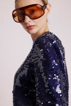 Top Manche Courte Sequins - Purple