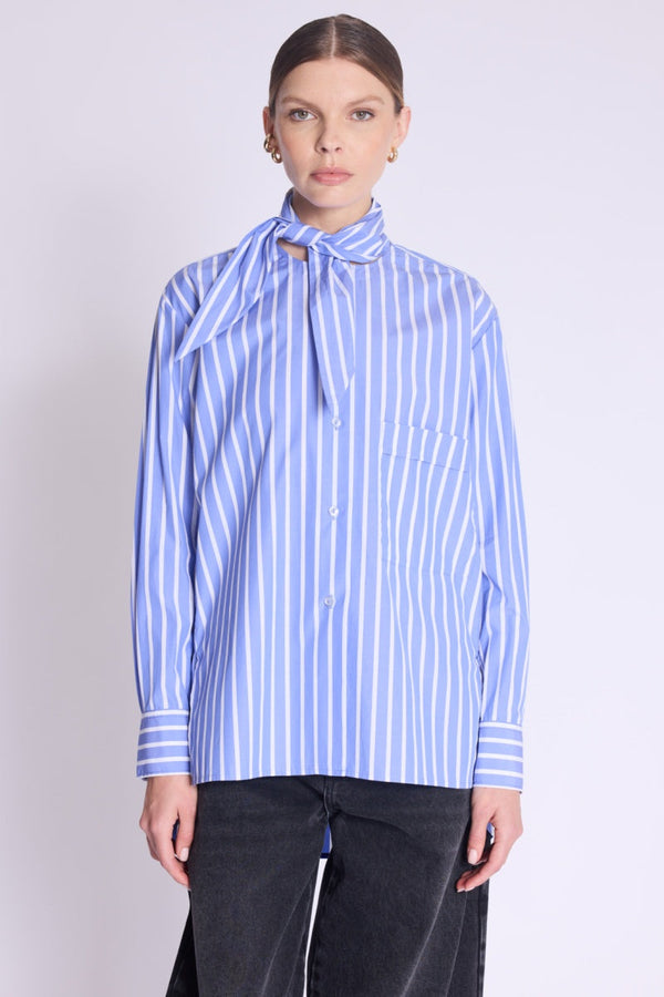 Berenice - Chemise Rayee Col Amovible - Blue