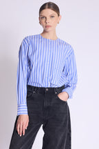 Berenice - Chemise Rayee Col Amovible - Blue
