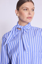 Chemise Rayee Col Amovible - Blue