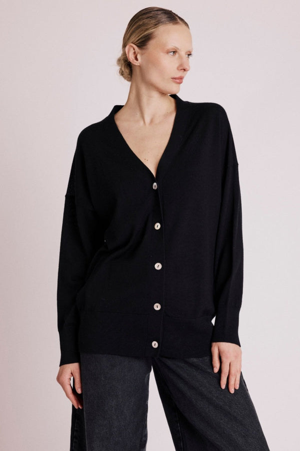 Berenice - Oversized V-Neck Long-Sleeve Cardigan - Blackforest
