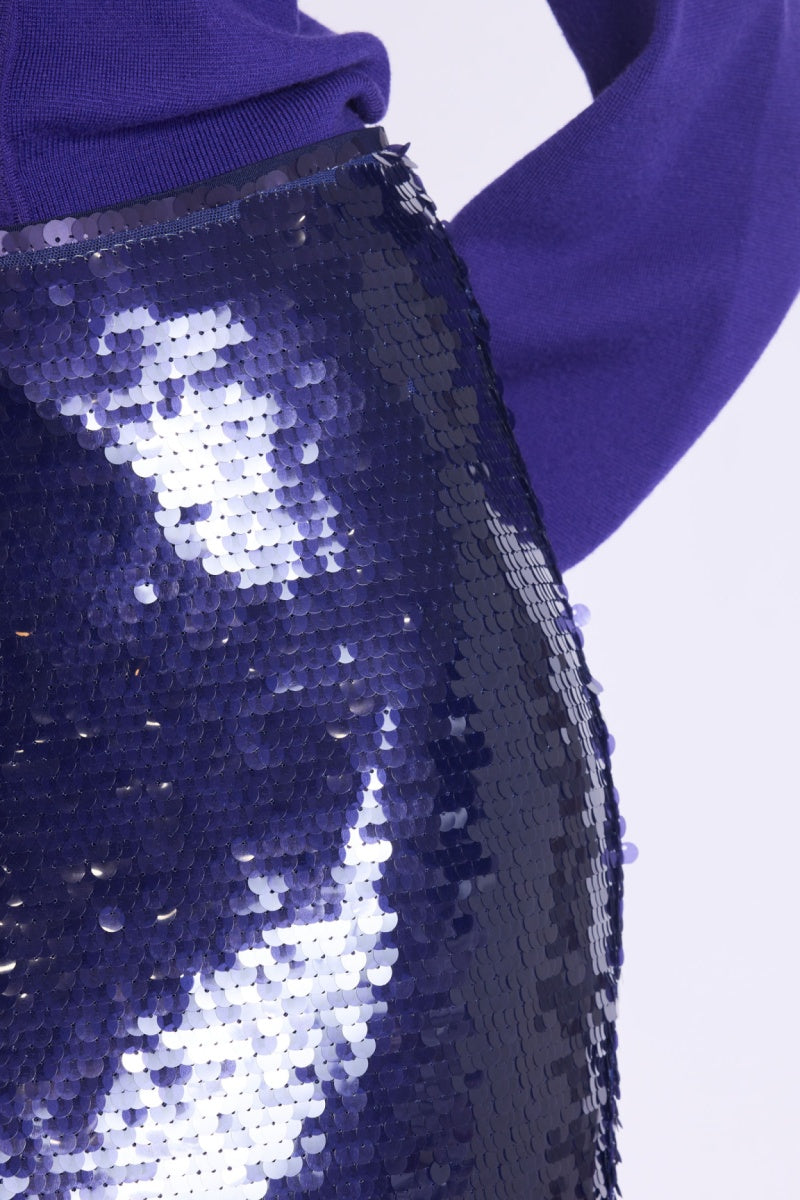 Berenice - Jupe Longue A Sequins - Purple