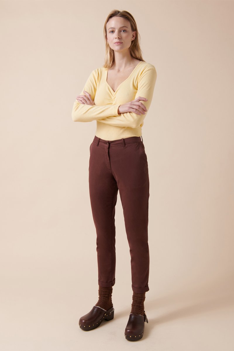 Chino Droit 7/8 En Coton Biologique Provence - Marron