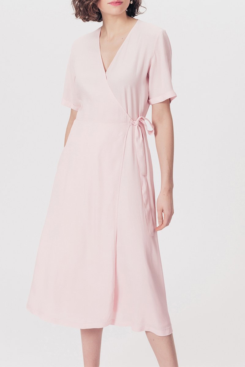 Vestido Cruzado Rozanarose Rosa Empolvado