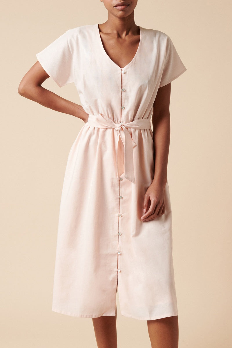 Robe Longue En Lin - Rose
