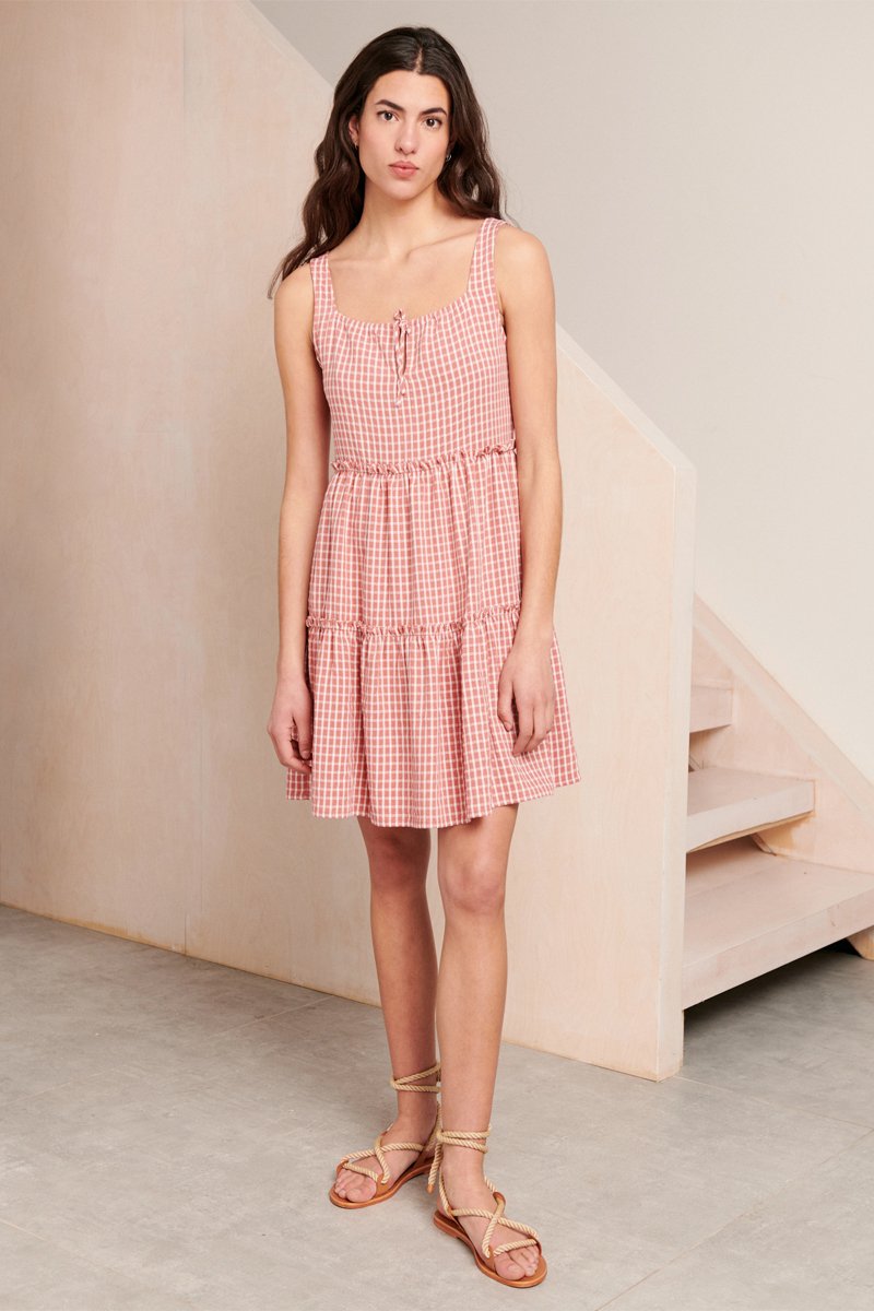 Renola Skater Dress - Pink and White