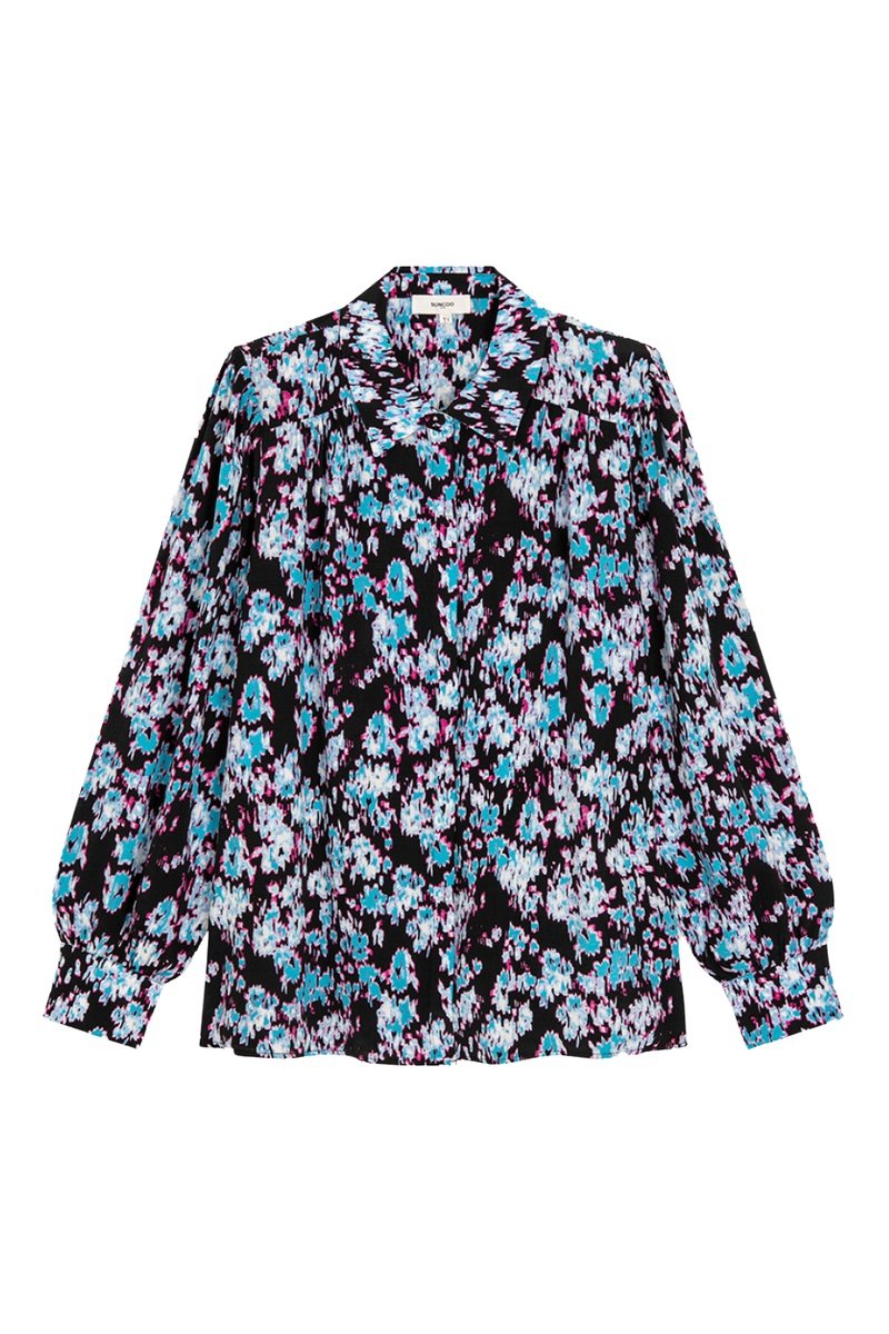 Blouse - Blue and Black
