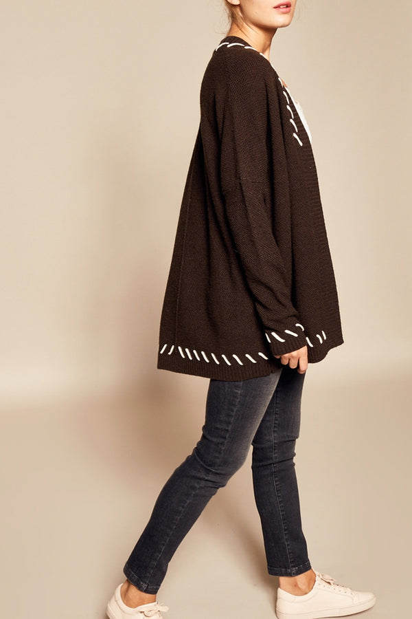 Gilet Long En Laine Et Cachemire - Kaki Profond