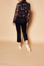 Pantalon Carotte Taille Haute 7/8 - Noir