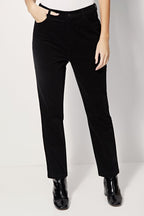 Pantalon Droit En Velours Taille Haute Panthere - Noir