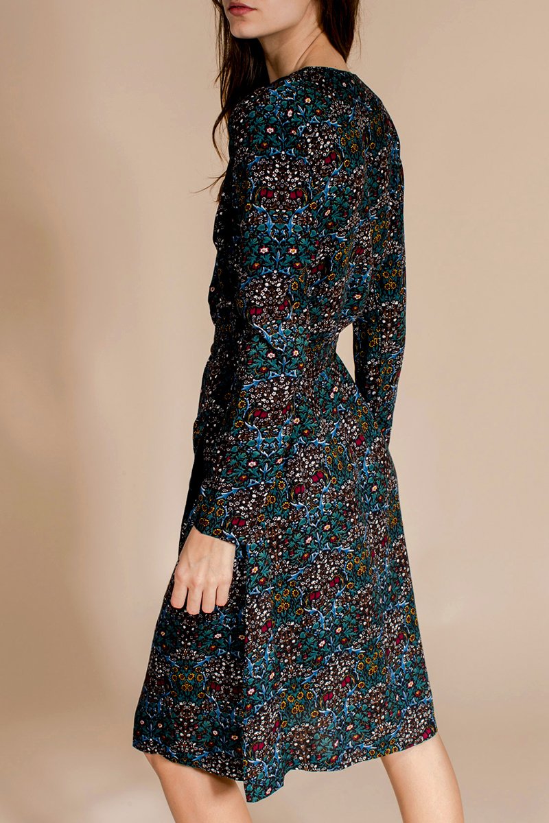 Robe Portefeuille Renaissance - Bleu Canard Et Noir