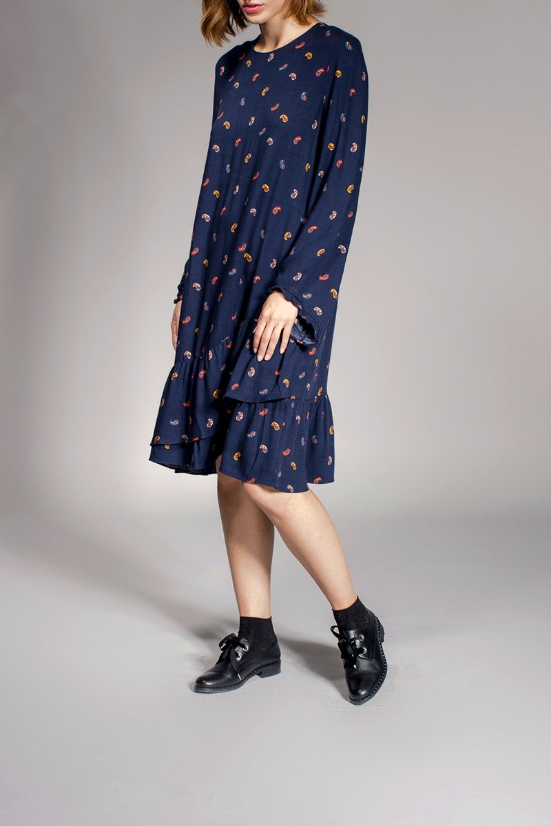 Robe Droite Rythme - Bleu Marine