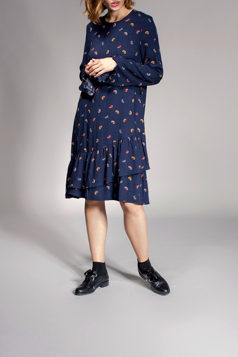 Robe Droite Rythme - Bleu Marine