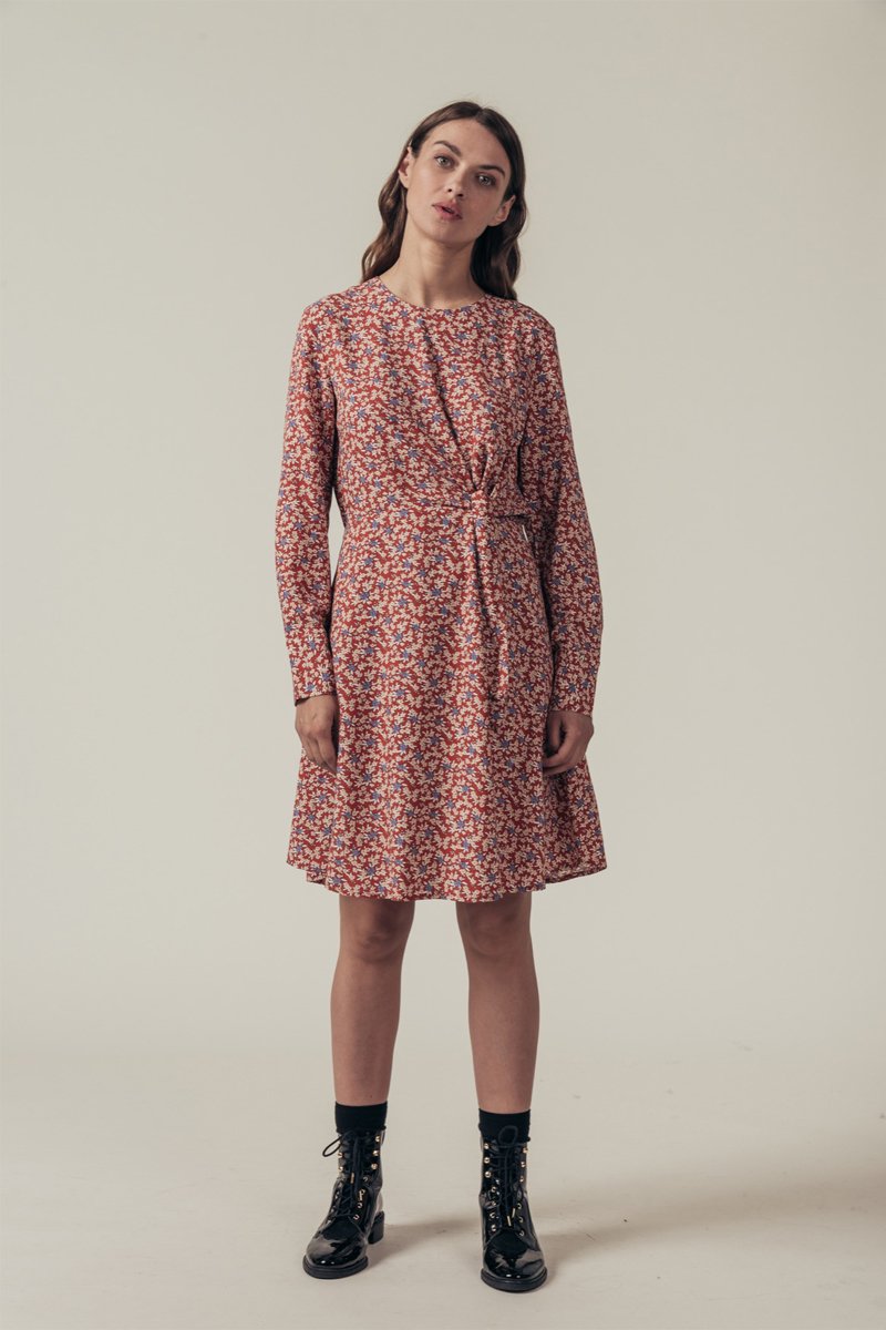 Robe Patineuse Ryo - Rouge Et Beige
