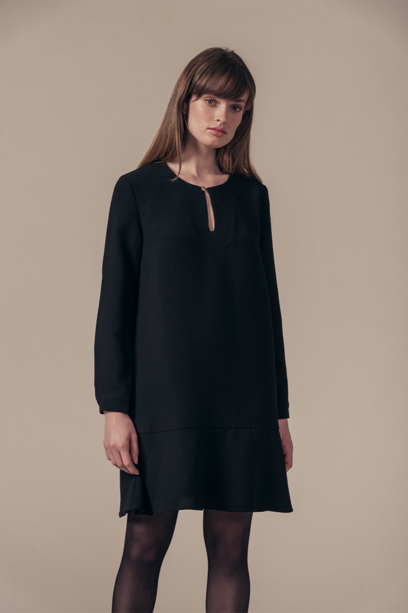 Robe Taille Basse Rignette - Noir